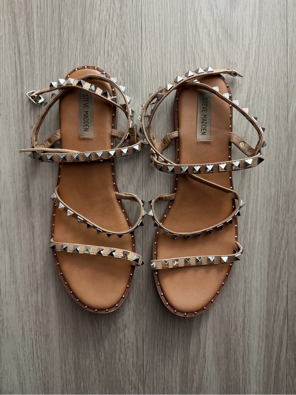 Steve Madden Tan Studded Strappy Sandals